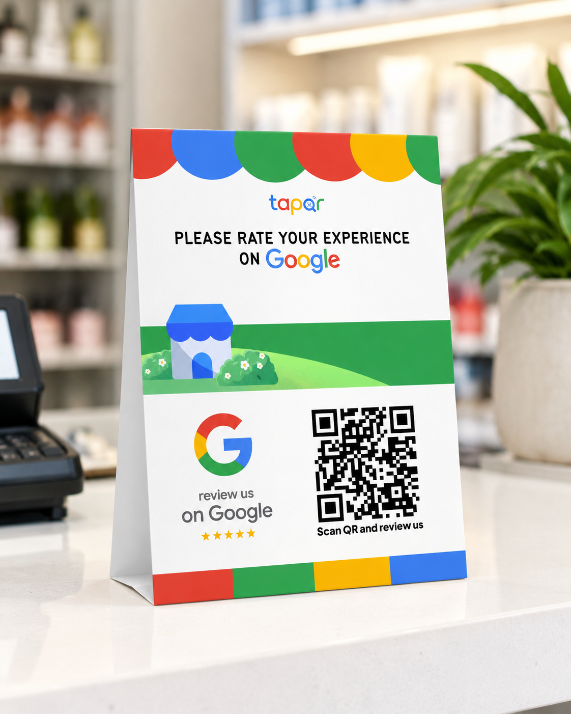 Custom Google Review QR Code poster created with TapQR