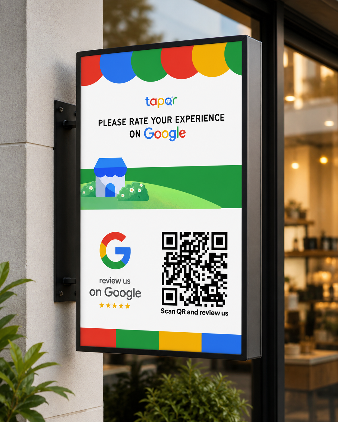 Custom Google Review QR Code poster created with TapQR