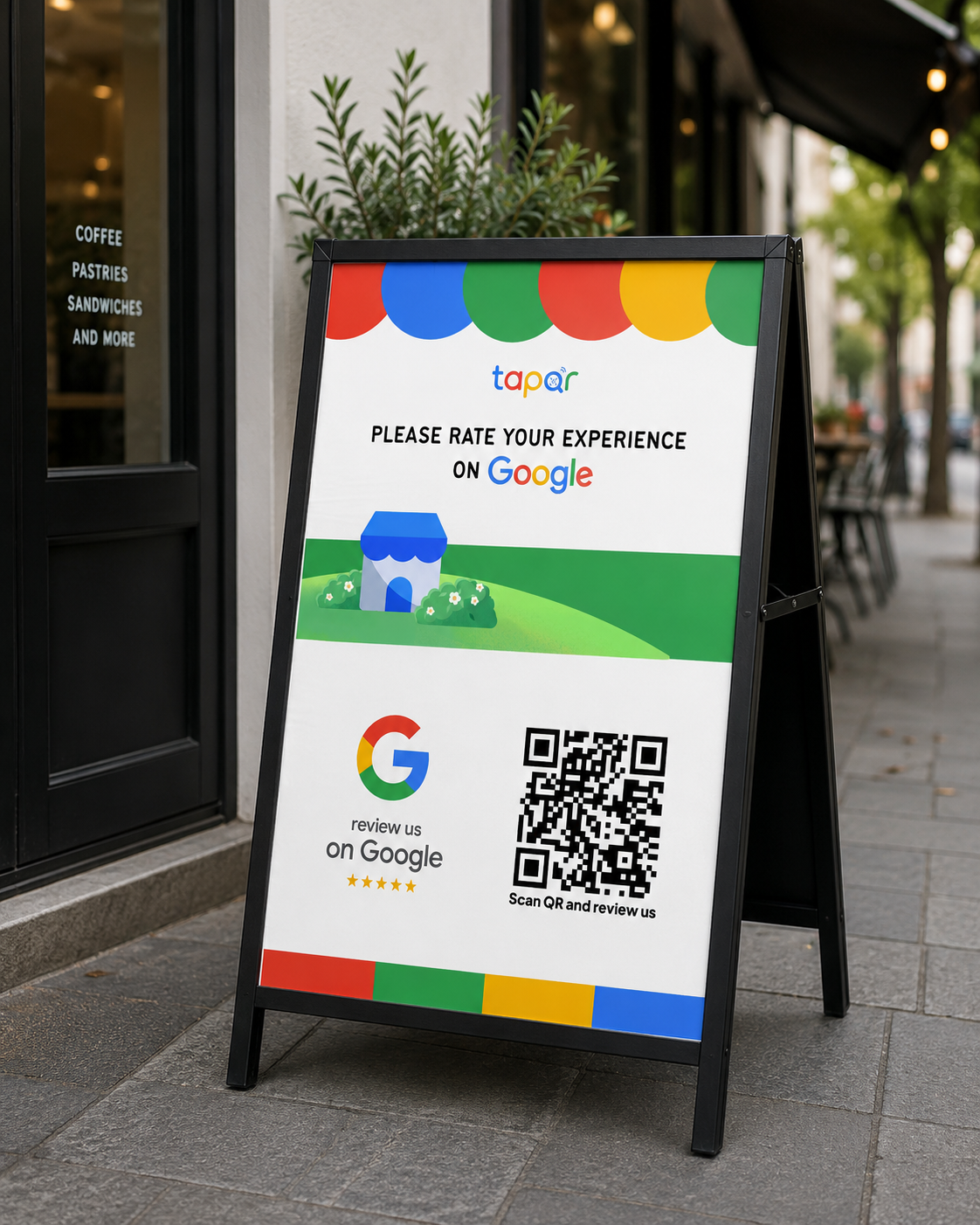 Custom Google Review QR Code poster created with TapQR